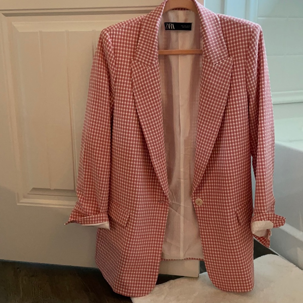 Pink Zara gingham blazer